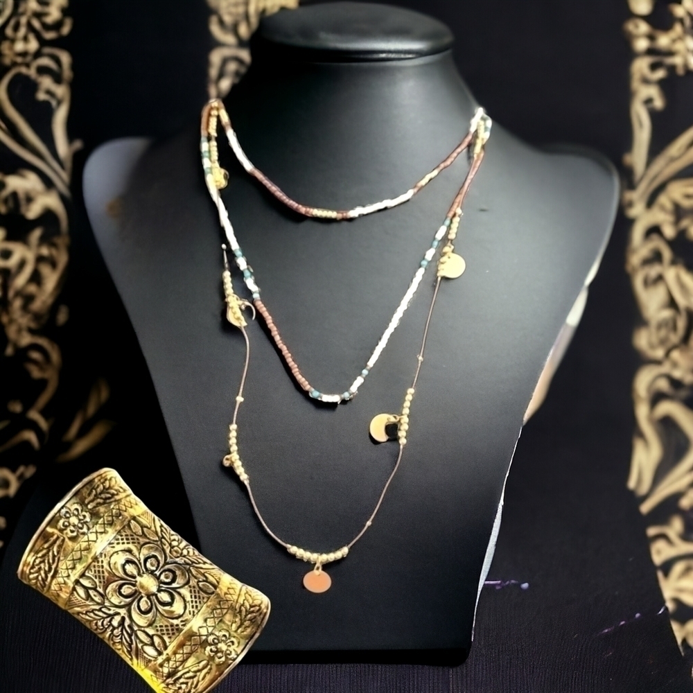 2 PC Lg Ornate Cuff Bracelet and Necklace Set NWT